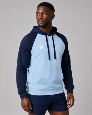 Moletom com capuz e manga raglan color block