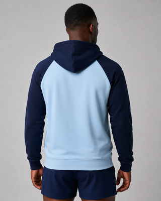 Moletom com capuz e manga raglan color block