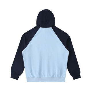 Moletom com capuz e manga raglan color block